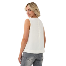 Load image into Gallery viewer, Back view of model, wearing the Esqualo Bow Brooch Blouse