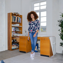 Load image into Gallery viewer, Squesto V-neck Navy Floral Blouse