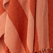 Load image into Gallery viewer, Close-up of a textured fabric with red and pink stripes