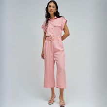 Load image into Gallery viewer, Woman wearing a pink jumpsuit on a white background