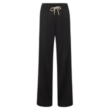 Load image into Gallery viewer, Black wide-leg pants with a drawstring on a white background