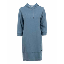 Load image into Gallery viewer, Front of Squesto Soft Denim Dress with Hood