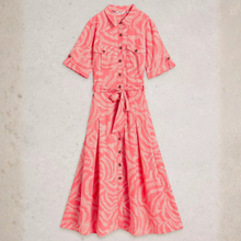 Load image into Gallery viewer, Pink patterned dress on a light gray background