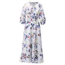 Load image into Gallery viewer, Floral dress with a belt on a white background