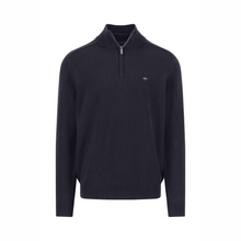 Load image into Gallery viewer, Navy half-zip sweater on a white background