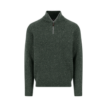 Load image into Gallery viewer, Green sweater with a quarter zip on a white background
