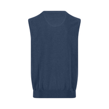 Load image into Gallery viewer, Navy blue sleeveless sweater vest on a white background
