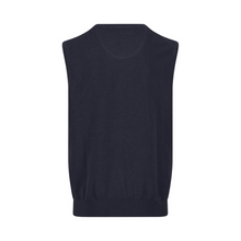 Load image into Gallery viewer, Navy sleeveless sweater on a white background
