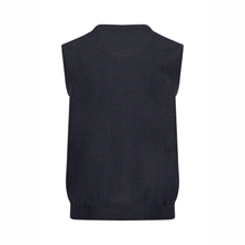 Load image into Gallery viewer, Black sleeveless sweater vest on a white background