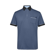 Load image into Gallery viewer, Indigo Polo shirt with trimmed sleeve and collar