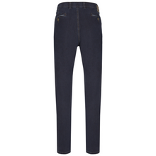 Load image into Gallery viewer, Dark blue jeans on a white background