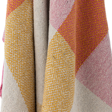 Load image into Gallery viewer, Close-up of a fabric with geometric pattern in pink, yellow, and beige.