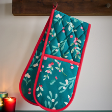 Load image into Gallery viewer, CL Christmas Holly & Mistletoe Double Oven Glove