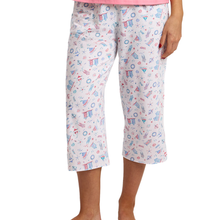 Load image into Gallery viewer, Indigo Sky Beach Print Soft Cotton Jersey Cropped Pyjama Set | Pink