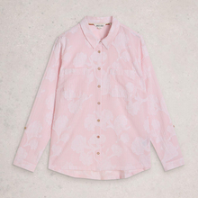 Load image into Gallery viewer, Full view of White Stuff Sophie Pink Jacquard Shirt in pink, with a light grey background.