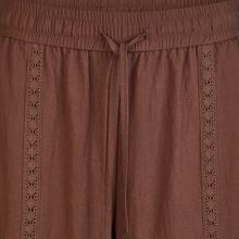 Load image into Gallery viewer, Brown pants with lace trim and drawstring waist