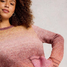 Load image into Gallery viewer, Woman wearing a pink and yellow gradient sweater against a plain background