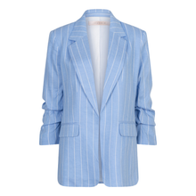 Load image into Gallery viewer, Front of Esqualo Linen Blazer in Pacific, with a white background.
