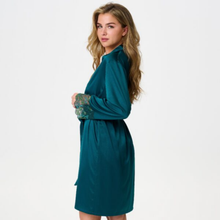 Load image into Gallery viewer, LingaDore Green Floral Lace Satin Kimono