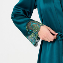 Load image into Gallery viewer, LingaDore Green Floral Lace Satin Kimono