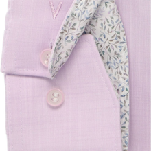 Load image into Gallery viewer, Close-up of a light purple shirt with floral tie and buttons.