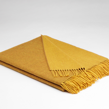 Load image into Gallery viewer, Yellow blanket with fringes on a white background