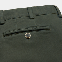 Load image into Gallery viewer, Close-up of green pants with a button on a light gray background