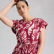 Load image into Gallery viewer, Upclose detail of sleeve and neckline of dress