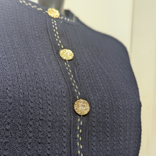 Load image into Gallery viewer, Castle Cardigan Night Sky with Gold Trim Close up