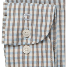 Load image into Gallery viewer, Folded checkered shirt with a button on a white background