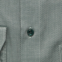 Load image into Gallery viewer, Close-up of a textured green shirt with a button