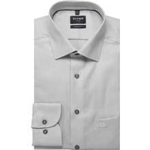 Load image into Gallery viewer, Gray dress shirt with collar and button details on a white background