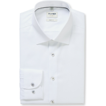 Load image into Gallery viewer, White dress shirt with collar and buttons on a white background