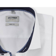 Load image into Gallery viewer, Olymp Body Fit White with Navy Trim Shirt