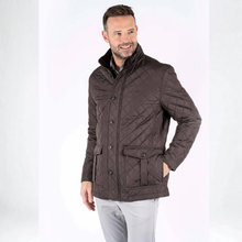 Load image into Gallery viewer, Man wearing a brown quilted jacket on a white background