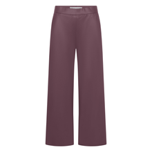 Load image into Gallery viewer, A pair of wide-leg trousers in a dusty plum purple color, shown flat against a solid white background.