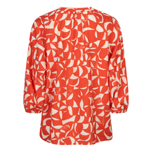 Load image into Gallery viewer, Back view of Esqualo Raglan Blouse in the print Scarlet Graphic, with a White background.