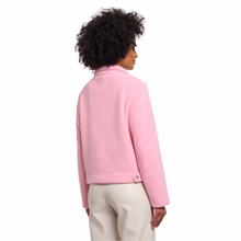 Load image into Gallery viewer, Image from behind of model wearing Rino & Pelle Boxy Jacket in Cotton Candy colour