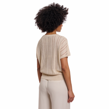 Load image into Gallery viewer, Back view of model wearing Rino & Pelle Short Sleeve Top in Birch