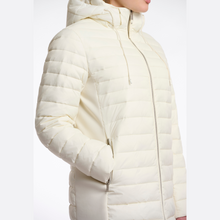 Load image into Gallery viewer, White puffer jacket worn by a person on a white background