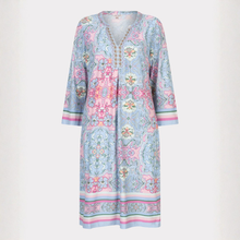 Load image into Gallery viewer, Front view of the Esqualo Longsleeve Vneck Dress in Print, with a white background.