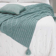Load image into Gallery viewer, Patchwork Knit Mint Throw | 130cm x 170cm