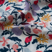 Load image into Gallery viewer, Close-up of colorful floral fabric with various flowers on a white background