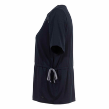 Load image into Gallery viewer, Side of Squesto Navy Top, with a white background.