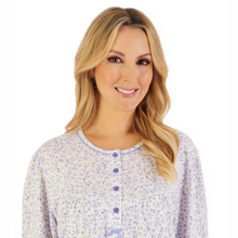 Load image into Gallery viewer, Slenderella Leaf Print Jersey Short Sleeve Nightdress | Blue