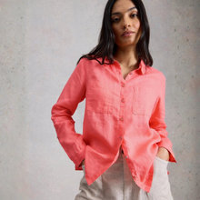 Load image into Gallery viewer, Image of Model wearing the White Stuff Sophie Linen Shirt, with a white background.