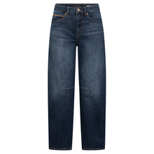 Load image into Gallery viewer, A pair of dark blue denim jeans with a straight-leg fit, shown flat against a solid white background.