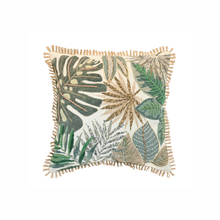 Load image into Gallery viewer, Embroidered Tropical Leaves Cushion | 43x43cm