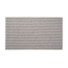 Load image into Gallery viewer, Rectangular rug with black and white striped pattern on a white background