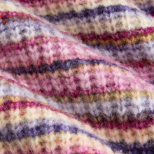 Load image into Gallery viewer, Close-up of multicolored striped fabric with pink, purple, and beige tones.